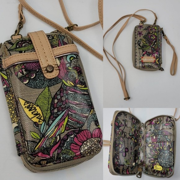Sakroots SmartPhone Zip Wallet Wristlet Owl Spirit Peace Art Boho Crossbody Bag - Picture 1 of 12